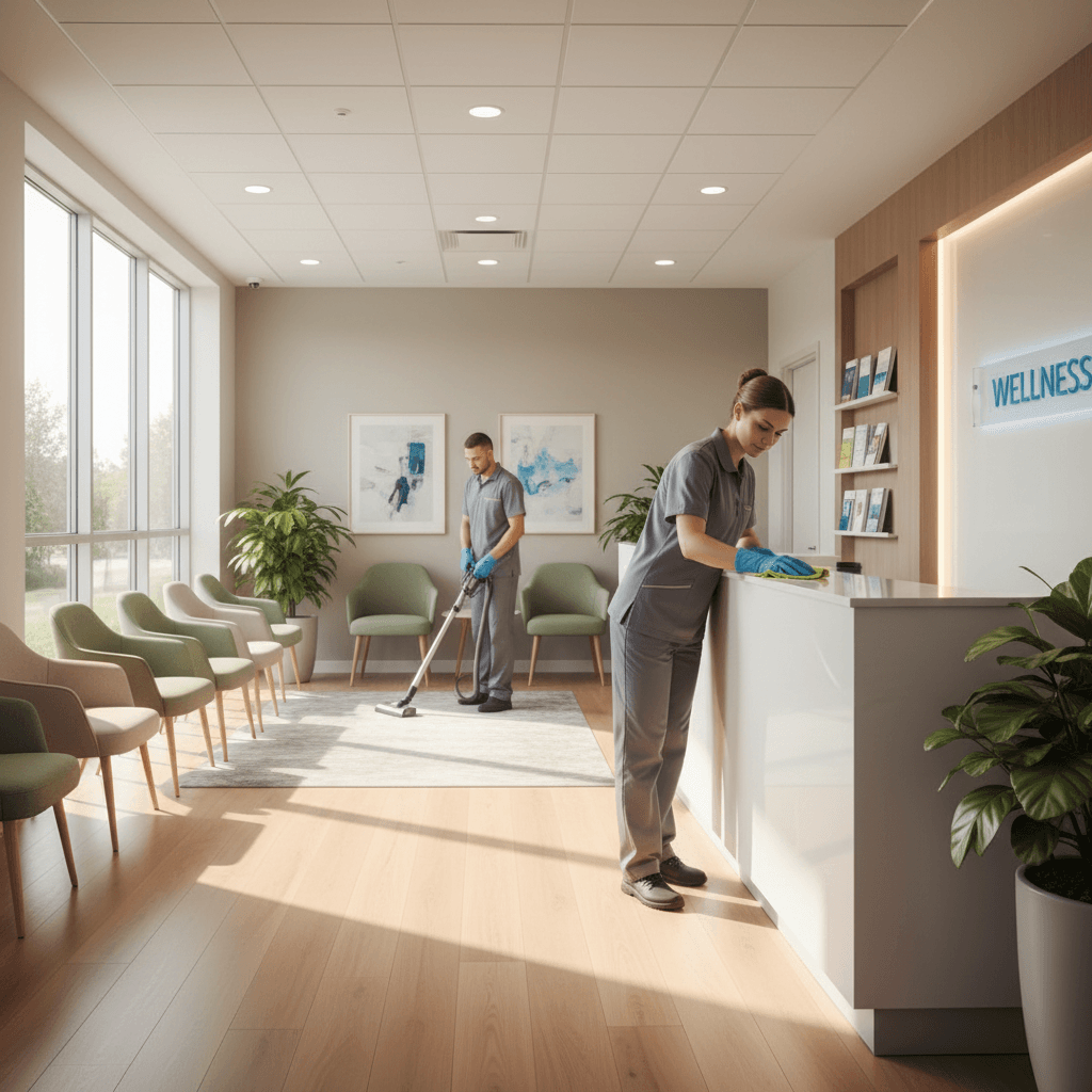 Waiting room being cleaned and maintained