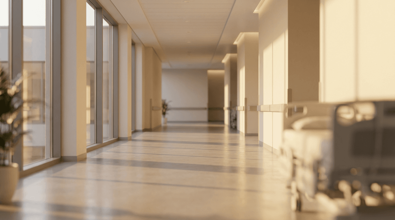 Pristine hallway with high-traffic floor maintenance