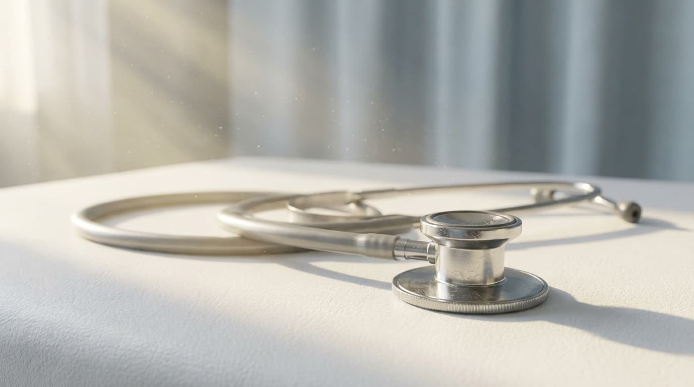 Cleaning specialist performing quality inspection in medical exam room